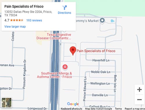 Get Directions to Pain Specialists of Frisco in Frisco, TX
